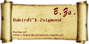 Babirák Zsigmond névjegykártya
